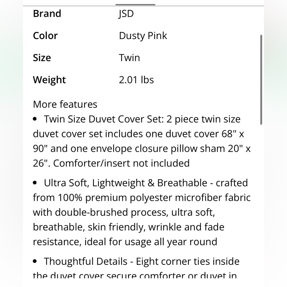 Ultra Soft Lightweight Duvet Cover 2Pc Set-Dusty Pink-TWIN - Picture 2 of 3